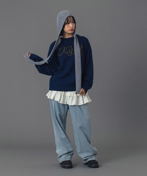 X-girl（エックスガール） ニット セーター LETTERING LOGO JACQUARD