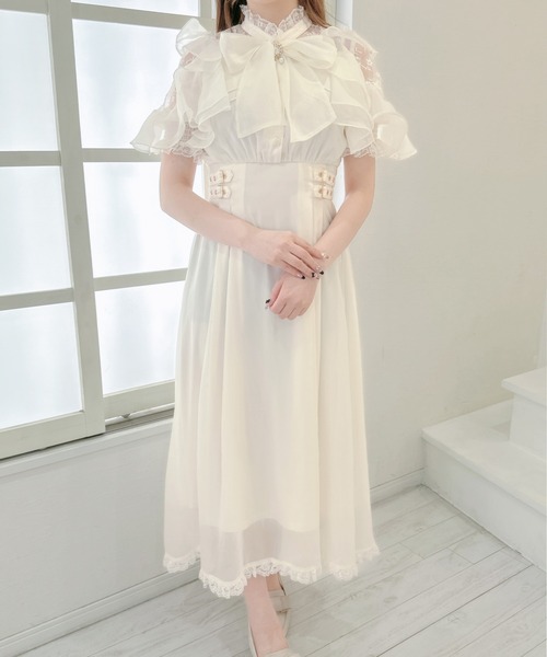 クチュールバイロジータ ワンピース ボウタイリボンシアーワンピース