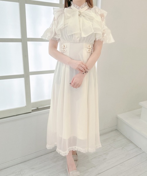 クチュールバイロジータ ワンピース ボウタイリボンシアーワンピース