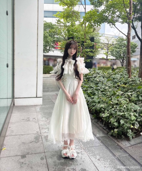 ROJITA ボウタイリボンシアーワンピース ホワイト セール】ボウタイリボンシアーワンピース（ワンピース