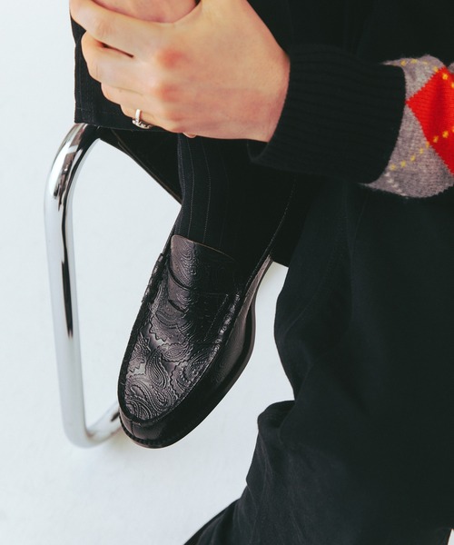 靴 EMBOSSED LOAFERS / BLACK PAISLEY THE KENFORD FINESHOES Official Mail Order MENS EMBOSSED