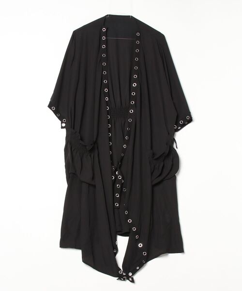 ✧SPECCHIO ✧ クリスタルプリーツシフォンロングカーディガン 黒40 ✧SPECCHIO ✧ クリスタルプリーツシフォンロングカーディガン