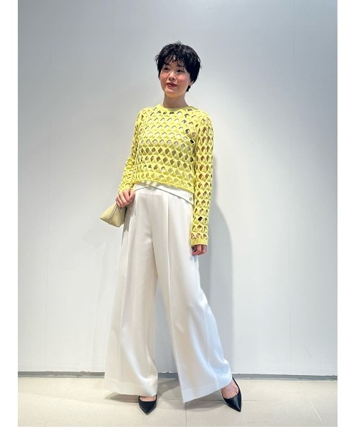 スラックス パンツ ESTNATION  / ポリエステル アセテート クロスベルト パンツ レディースの画像
