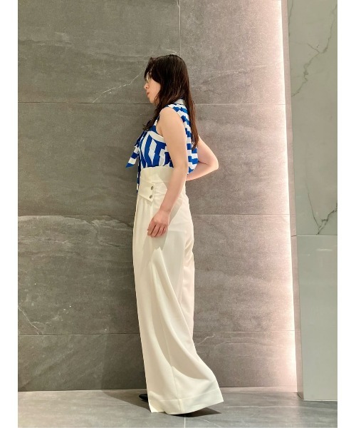 スラックス パンツ ESTNATION  / ポリエステル アセテート クロスベルト パンツ レディースの画像