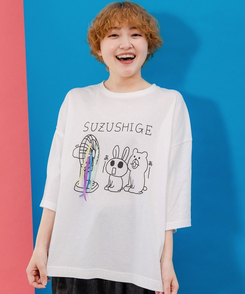 ScoLar tシャツ 352122：クマとウサギと扇風機Tシャツ メンズ