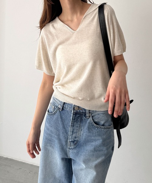ニット セーター El mar　リネンレーヨンポロニット レディース CANAL JEAN ニット セーター El mar リネンレーヨンポロニット