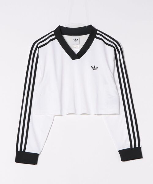 tシャツ adidas アディダス W JACQUARD LS TOP ロングスリーブ JV9740 WHITE/BLACK レディース