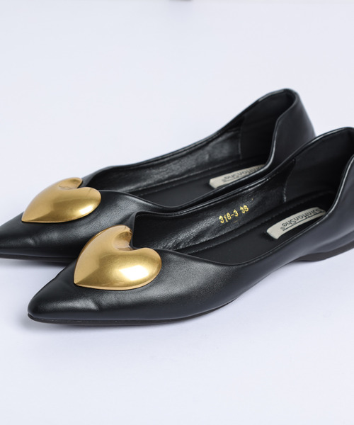 「AMELY」 フラットパンプス 35 ブラック レディース