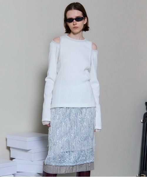 MAISON SPECIAL（メゾンスペシャル） tシャツ Shoulder Slit Ribbed