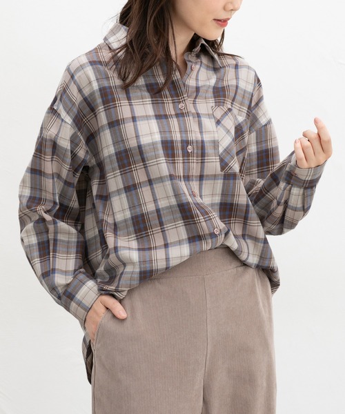 Honeys（ハニーズ） ブラウス シャツ ゆるチェックシャツ レディース