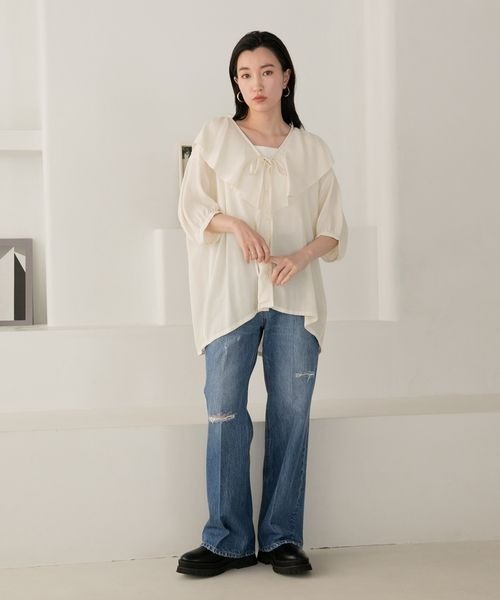 「LOWRYS FARM」 加工デニムパンツ LARGE ブルー系その他 レディース