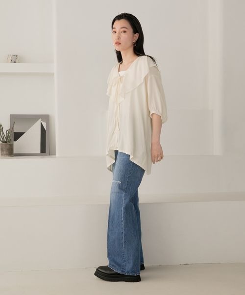 「LOWRYS FARM」 加工デニムパンツ LARGE ブルー系その他 レディース