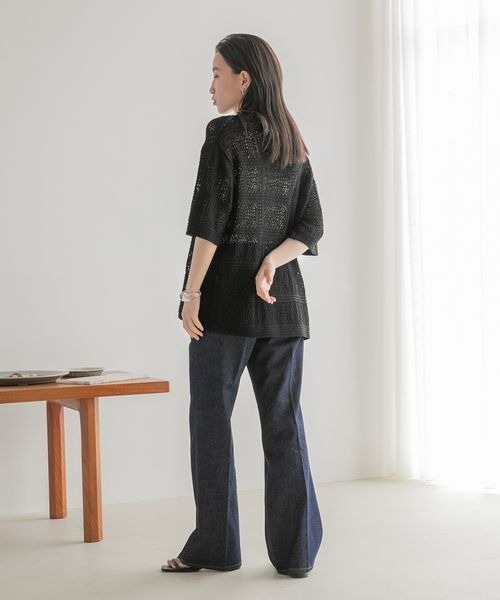 「LOWRYS FARM」 加工デニムパンツ LARGE ブルー系その他 レディース