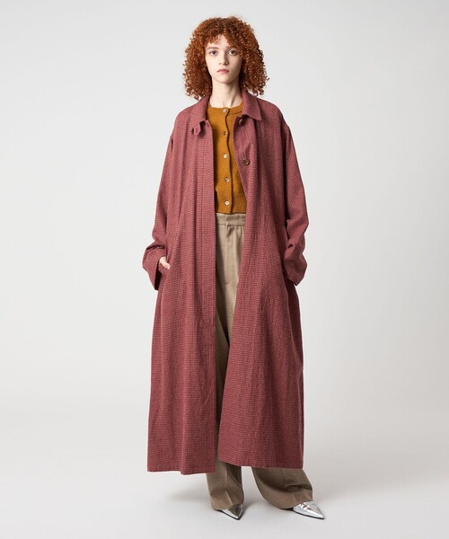 6 ステンカラーコート コート 「6(ROKU)」ギンガム ロング コート