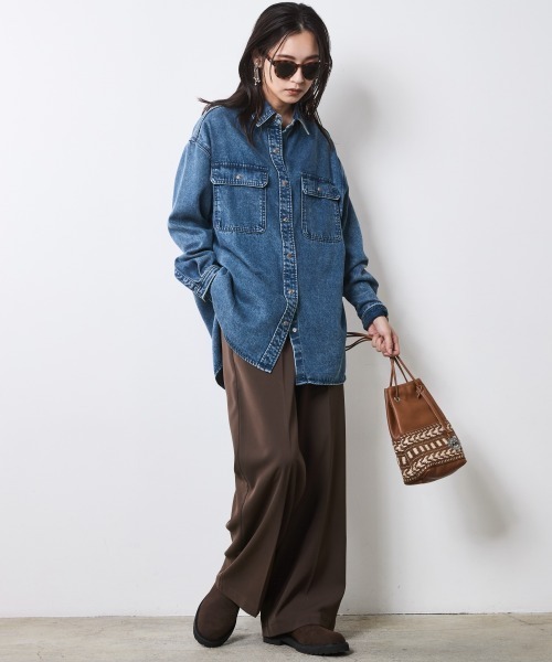 CHIC STYLE（シックスタイル） ブラウス シャツ ソフトデニムシャツ 
