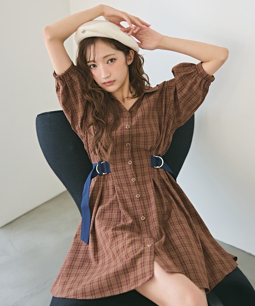 REDYAZEL（レディアゼル） ワンピース チェックバイカラーウエスト