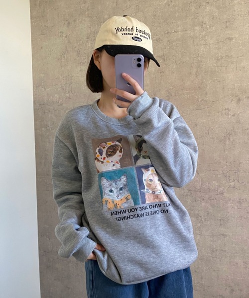 グレース♡人気の裏起毛スタースウェット♡少し難あり THE Yon トレーナー スウェット フロッキープリント裏起毛スウェット