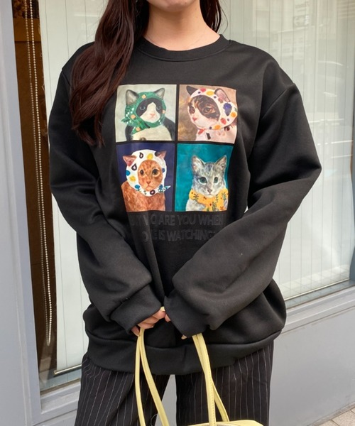 キャッツ Catsスウェット ビッグシルエットブラック XL 長袖トップスUSA トレーナー スウェット 裏起毛 「お気に入り数16000人突破!」裏起毛