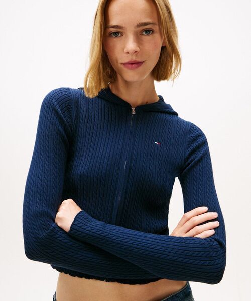 TOMMY JEANS（トミー・ジーンズ） ニット セーター フードジップアップ 