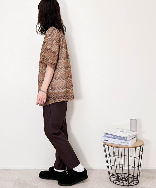 「Anytime Songs」 半袖シャツ MEDIUM ブラウン メンズ_画像8