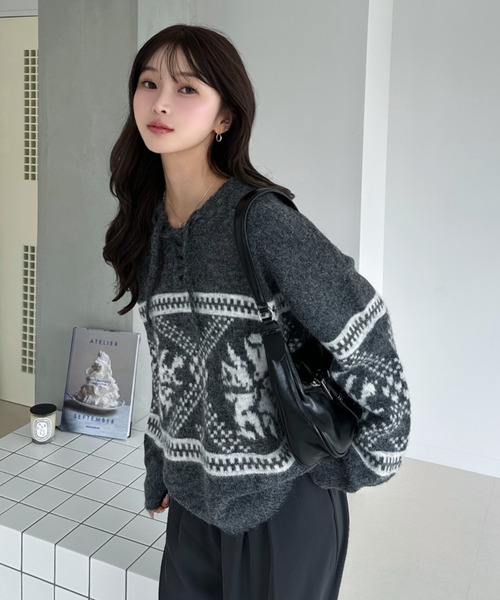 Ada. ニット セーター 26AW（秋冬）フード付き ノルディック プル