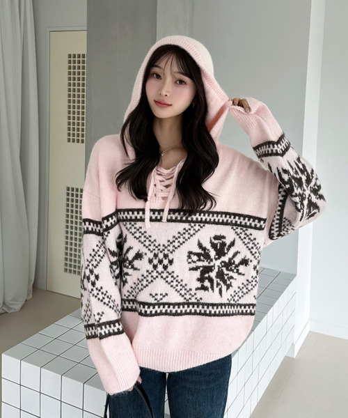 Ada. ニット セーター 26AW（秋冬）フード付き ノルディック プル