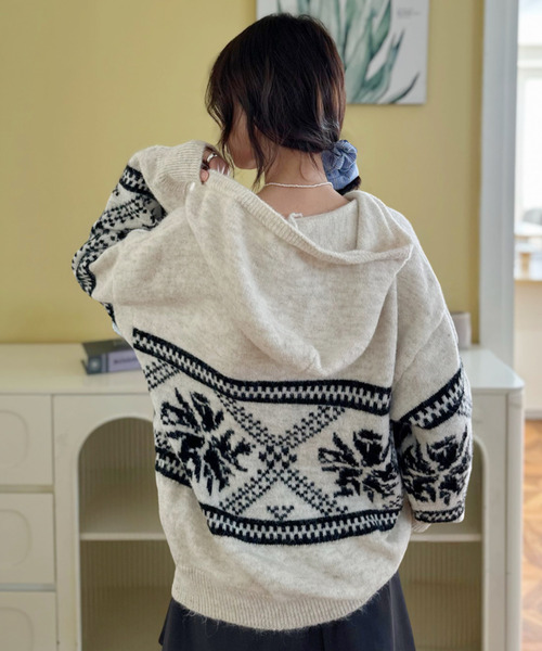 ニット セーター 「Good Riddance」フード付き ノルディック プル