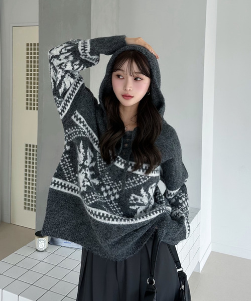 Ada. ニット セーター 26AW（秋冬）フード付き ノルディック プル