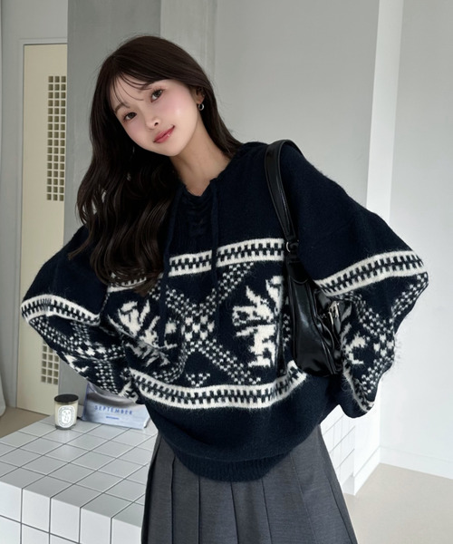 Ada. ニット セーター 26AW（秋冬）フード付き ノルディック プル