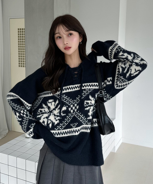 Ada. ニット セーター 26AW（秋冬）フード付き ノルディック プル