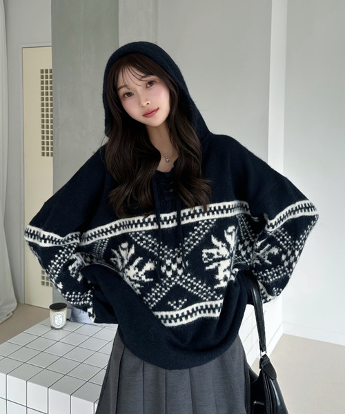 Ada. ニット セーター 26AW（秋冬）フード付き ノルディック プル