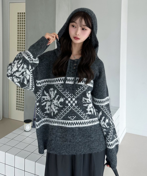 Ada. ニット セーター 26AW（秋冬）フード付き ノルディック プル