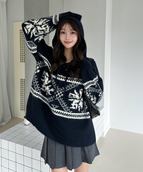 Ada. ニット セーター 26AW（秋冬）フード付き ノルディック プル