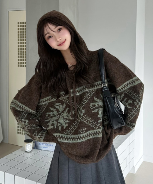 Ada. ニット セーター 26AW（秋冬）フード付き ノルディック プル