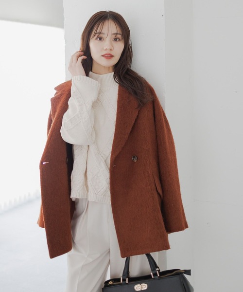 Andemiu（アンデミュウ） ピーコート pコート アルパカシャギーハーフ