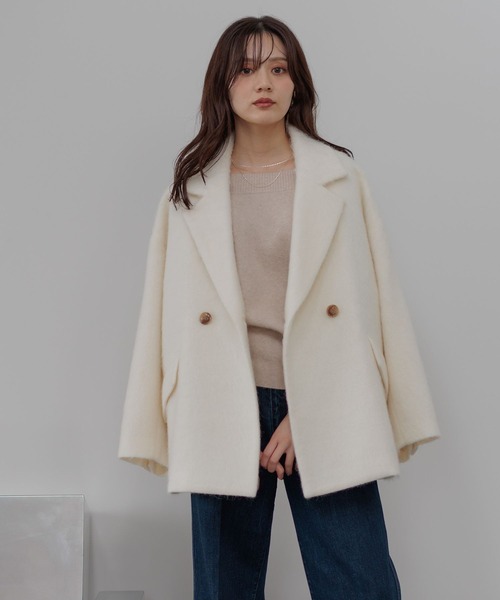 Andemiu（アンデミュウ） ピーコート pコート アルパカシャギーハーフ