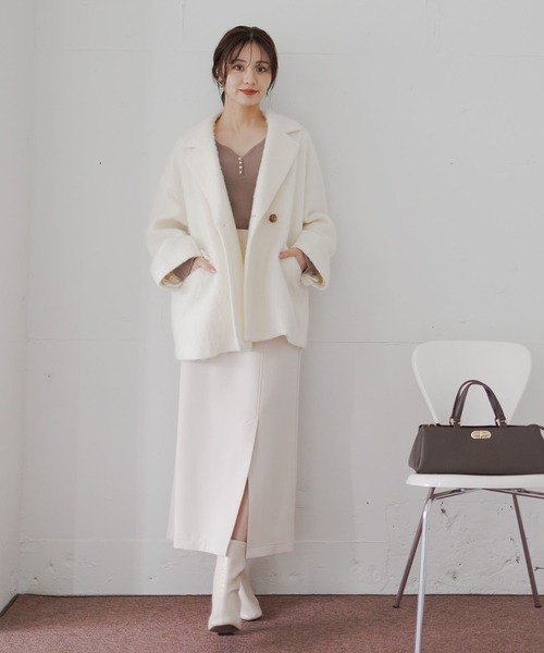 Andemiu（アンデミュウ） ピーコート pコート アルパカシャギーハーフ