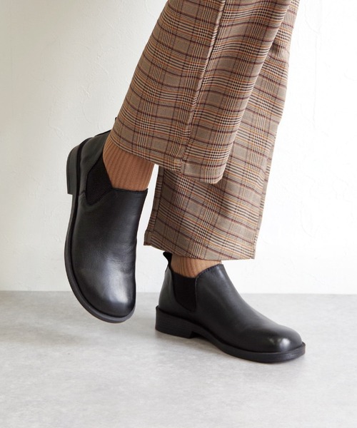 BUENO（ブエノ） ブーツ 本革 オブリークトゥ サイドゴアショート