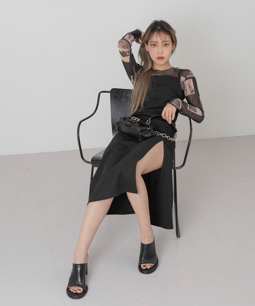 「FOLLOWIN」 キャミソールワンピース FREE カーキ レディース_画像8