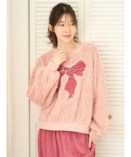 SNIDEL HOME パジャマ ルームウェア リボンフリースセットアップ