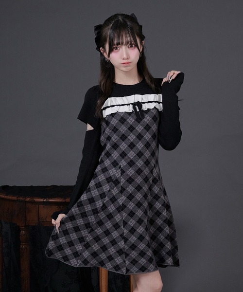 Pal elfy ワンピース フリルチェックニットワンピース : ZOZOTOWN