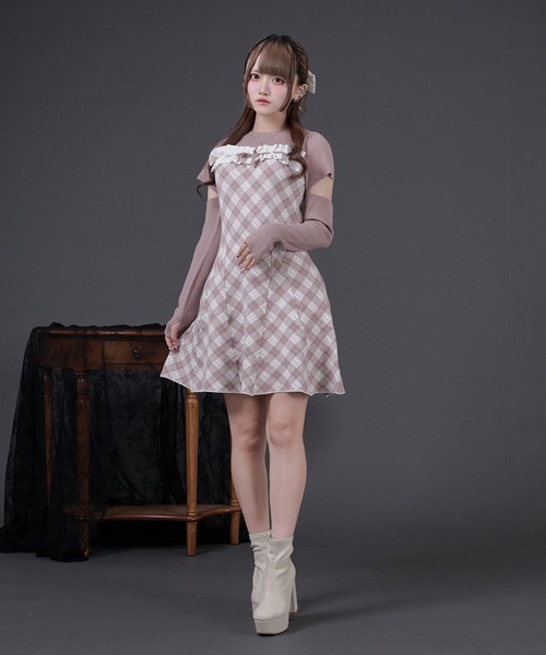 Pal elfy ワンピース フリルチェックニットワンピース : ZOZOTOWN