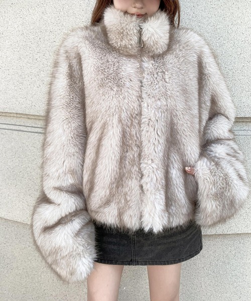VEILA コート アウター フェイクファーショートジャケット レディース