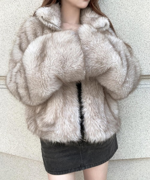 VEILA コート アウター フェイクファーショートジャケット レディース