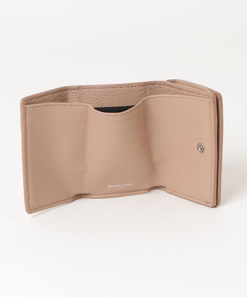 【美品】BALENCIAGA(バレンシアガ) 二つ折り財布 ベージュ ロゴ 2300041113409-