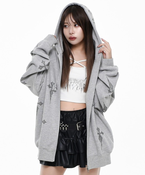 REFLEM グレー フード付きパーカー REFLEM ホワイトグレーフード付きパーカー アクロトーキョー レフレム