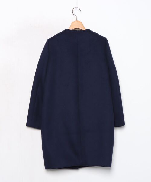 「Deuxieme Classe」 ノーカラーコート - ネイビー レディース_画像2