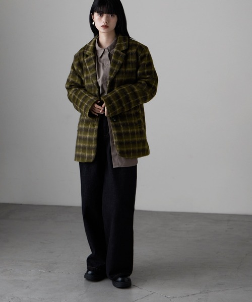 etoll.（エトル） ジャケット テーラードジャケット チェックシャギー