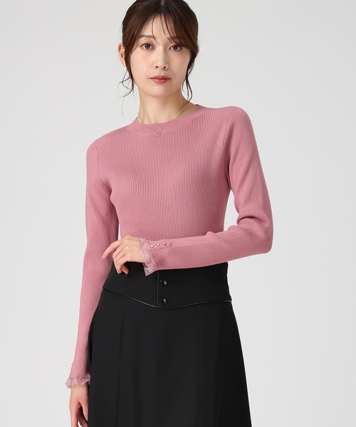 「MISCH MASCH」 長袖ニット フリ- ブラック レディース_画像4