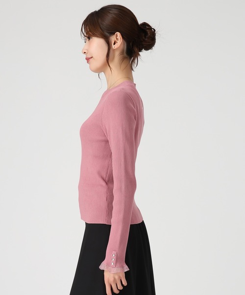 「MISCH MASCH」 長袖ニット フリ- ブラック レディース_画像5